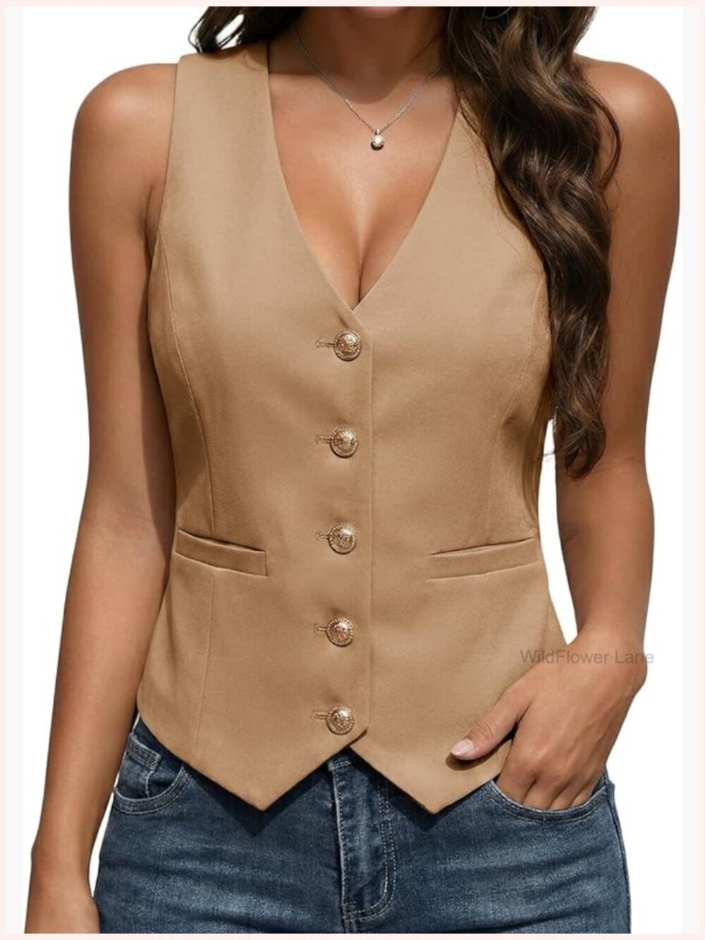 Sleeveless Vest Blazer - V-Neck Lightweight Crop Top Office